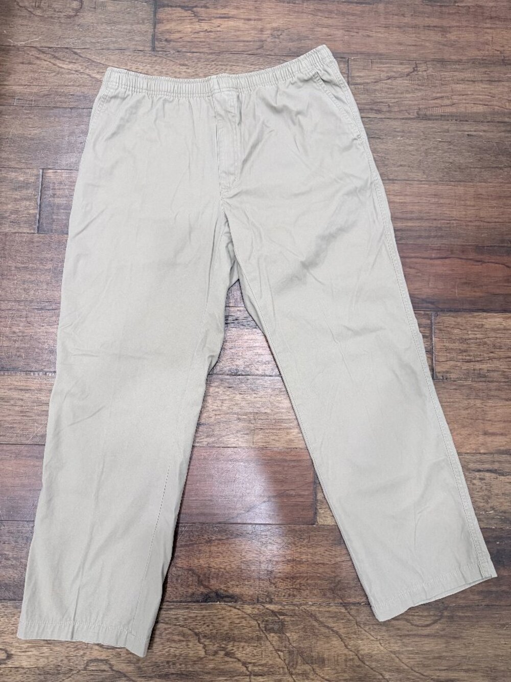 Orvis Men’s Khaki Elastic Waist Drawstring Pants Size 36 Casual 29 Inseam Cotton